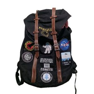 Kaukko Nirvana NASA Patch Backpack GUC Streetwear Grunge Bookbag 🎒